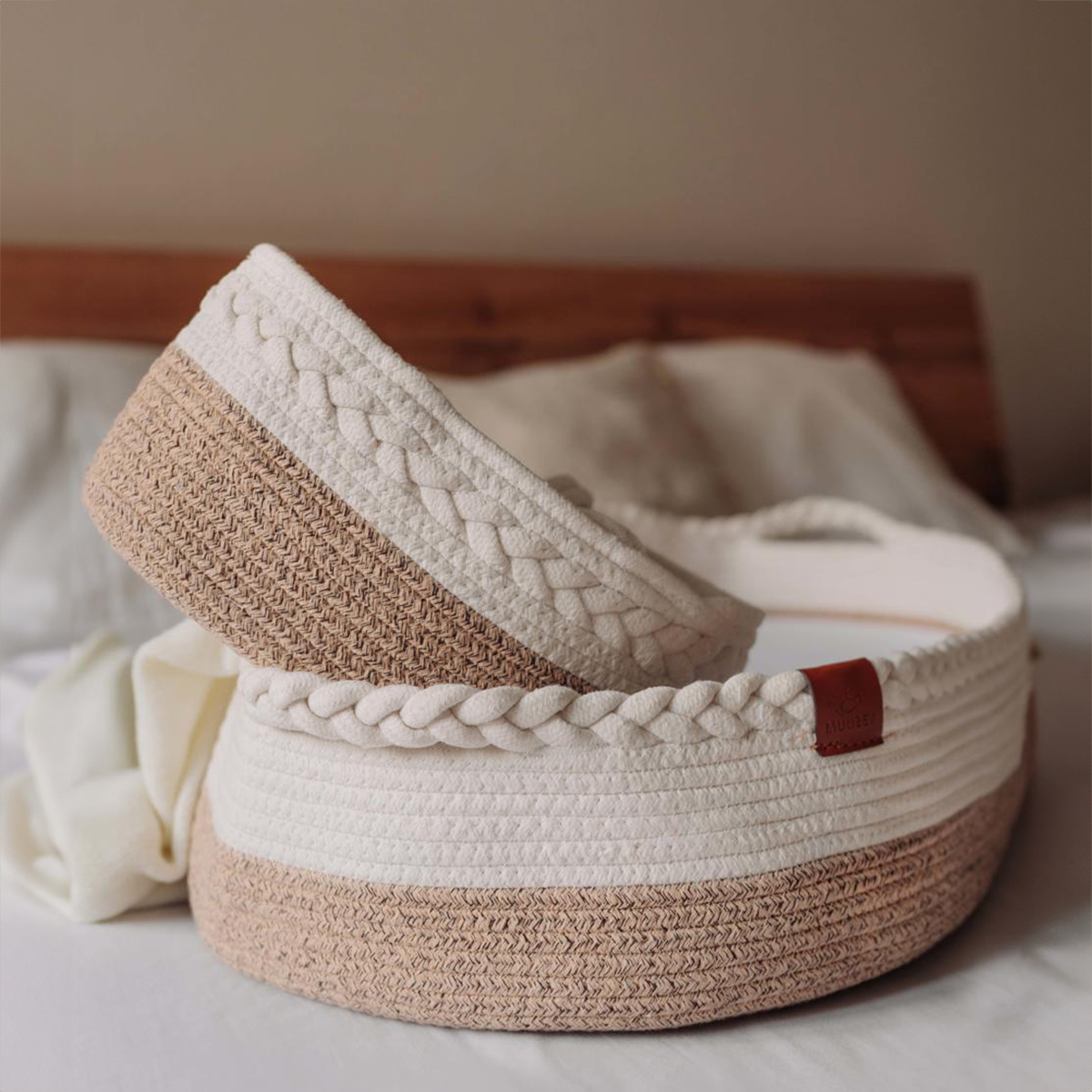 Verschoonmand Wit-Bruin - Mozesmand met gratis luiermandje 5 Verschoonmand Wit-Bruin - Mozesmand met gratis luiermandje - Afbeelding 5